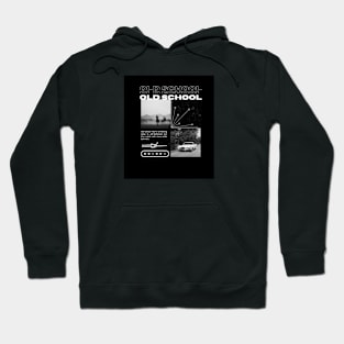 Black Minimalist Old School T-Shirt Hoodie